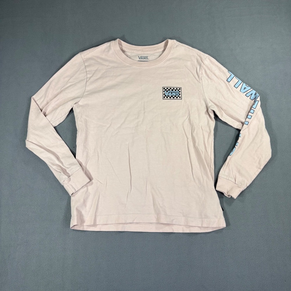 Vans Long Sleeve Shirt Mens Small Pink Good Checkerboard Off The Wall Graphic